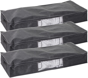 5five Dekbed/kussens opberghoes - 3x - antraciet grijs - met vacuumzak - 100 x 45 x 15 cm