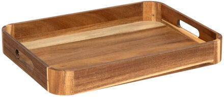 5five Design dienblad van acacia hout - 40 x 30 x 5 cm - lichtbruin - Hoge opstaande rand