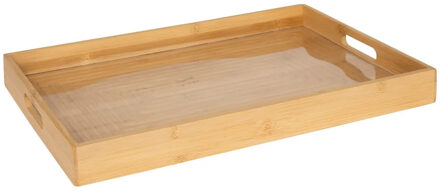 5five Design dienblad van bamboe hout - 46 x 30 cm - lichtbruin - Hoge opstaande rand