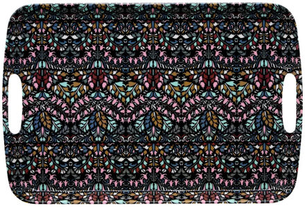 5five Design dienblad van melamine - 39 x 26 x 2 cm - flowers print antraciet