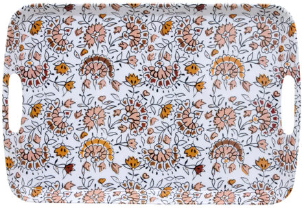 5five Design dienblad van melamine - 39 x 26 x 2 cm - flowers print wit