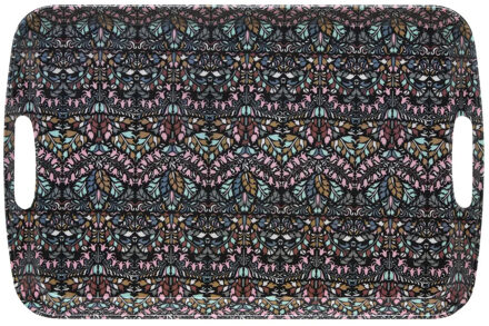 5five Design dienblad van melamine - 47 x 30 x 2 cm - flowers print antraciet