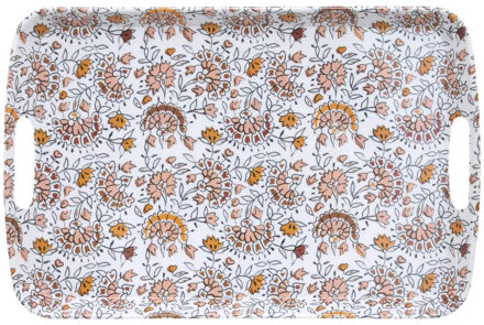 5five Design dienblad van melamine - 47 x 30 x 2 cm - flowers print wit