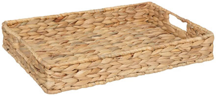 5five Design dienblad van metaal/riet - 45 x 32 cm - beige - Hoge opstaande rand