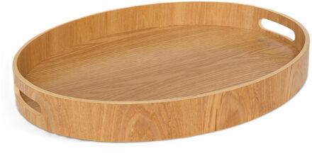 5five Design dienblad van wilgen hout - 43 x 5 cm - lichtbruin - Hoge opstaande rand - ovaal