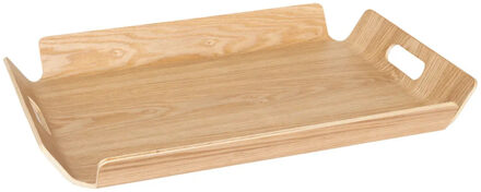 5five Design dienblad van wilgen hout - 45 x 35 cm - lichtbruin - Karakter - voor glazen en kopjes