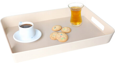 5five Dienblad - met handvatten - creme wit - 45 x 30 cm - Serveerblad - kunststof