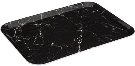 5five Dienblad/serveer tray Marble - Melamine - zwart - 33 x 43 cm - Dienbladen