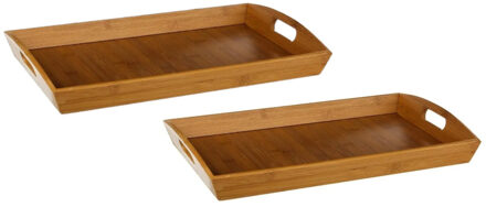 5Five Dienblad/serveerblad - 2x stuks - bamboe - met handvaten - 45 x 29 cm