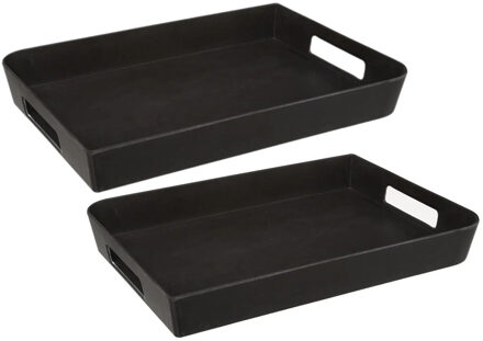5five Dienblad/serveerblad - 2x stuks - rechthoekig - 35 x 25 cm - antraciet grijs - met handvaten