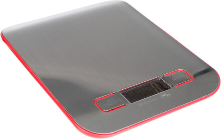5five Digitale keukenweegschaal - rood - RVS - 17 x 13 x 2 cm - Elektrisch