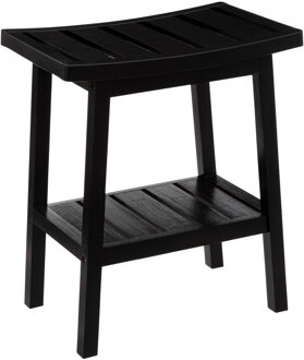5five Douche of bijzet krukje - bamboe hout - zwart - L40 x B25 x H46 cm - Krukjes