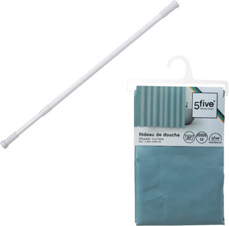 5five Douchegordijn met ringen - ijsblauw - 180 x 200 cm - ophangstang uitschuifbaar 70-120 cm