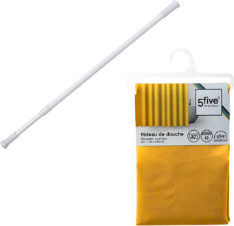 5five Douchegordijn met ringen - okergeel - 180 x 200 cm - ophangstang uitschuifbaar 70-120 cm