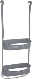 5five Doucherekje - 2-laags - grijs - kunststof - 32 x 70 cm - met haak - Opberg rekje