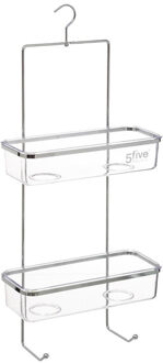5five Doucherekje/badkamerrekje 2 lagen - kunststof/metaal - met ophanghaak - 28 x 12 x 64 cm