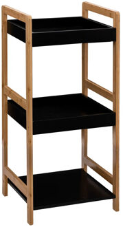 5five Doucherekje/badkamerrekje - Bamboe/mdf/zwart - 3 lagen - 36 x 33 x 80 cm