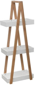 5five Doucherekje/badkamerrekje - bamboe/wit - 3 lagen - 30 x 18 x 82 cm