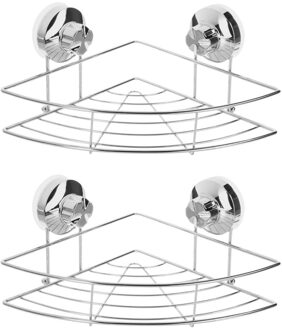 5five Doucherekje/badkamerrekje hoek metaal met zuignappen 20 x 13 cm