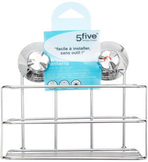 5five Doucherekje - metaal - zuignappen - 19 x 12 x 18 cm - Opberg rekjes voor shampoo/douchegel