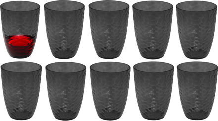 5five Drinkglas Estiva - 10x - grijs transparant - onbreekbaar kunststof - 380 ml