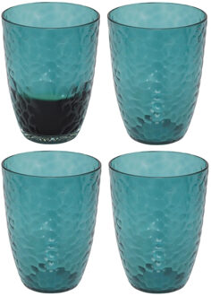 5five Drinkglas Estiva - 4x - blauw transparant - onbreekbaar kunststof - 380 ml