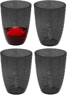 5five Drinkglas Estiva - 4x - grijs transparant - onbreekbaar kunststof - 380 ml