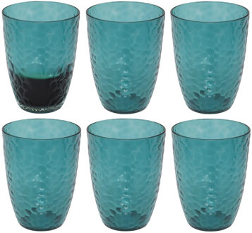5five Drinkglas Estiva - 6x - blauw transparant - onbreekbaar kunststof - 380 ml