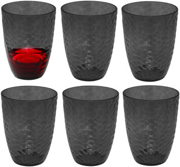 5five Drinkglas Estiva - 6x - grijs transparant - onbreekbaar kunststof - 380 ml