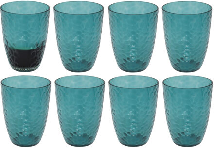 5five Drinkglas Estiva - 8x - blauw transparant - onbreekbaar kunststof - 380 ml