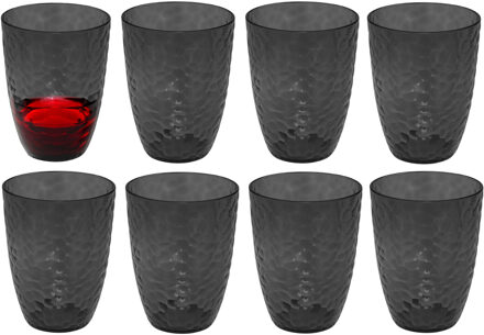 5five Drinkglas Estiva - 8x - grijs transparant - onbreekbaar kunststof - 380 ml