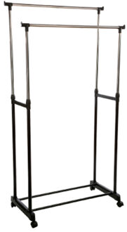 5five Dubbele kledingrek op wielen Zwart