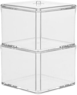 5five Dubbele make-up organizer en watjes houder vierkant 9,5 x 17 cm van kunststof - Opbergbox Transparant