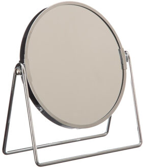 5five Dubbele make-up spiegel/scheerspiegel op voet 19 x 8 x 21 cm zilver - Make-up spiegeltjes