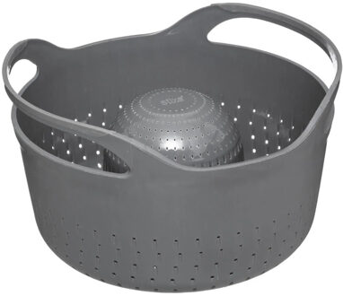 5five Dubbele vergiet/zeef grijs 25 x 15 cm van kunststof