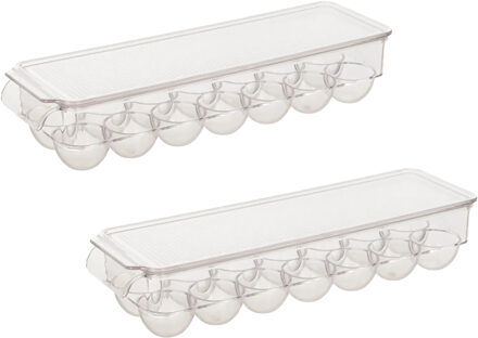 5five Eierdoos - 2x - koelkast organizer eierhouder - 28 eieren- transparant - 37 x 11 cm