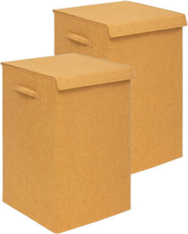 5five Eureka sorteer wasmand - 2x - 74 liter - okergeel - 37 x 37 x 60 cm - MDF/Polyester stof