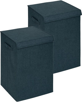 5five Eureka sorteer wasmand - 2x - 74 liter - smaragd groen - 37 x 37 x 60 cm - MDF/Polyester stof