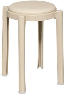 5five Five Bijzet krukje/stoel - beige - D41 x H47 cm - Stapelbaar