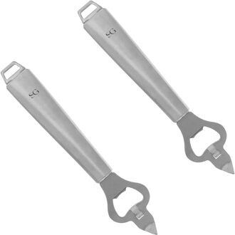 5five Flessen opener - 2x - zilver - 20 cm - van RVS - Keukengerei - Flessen opener