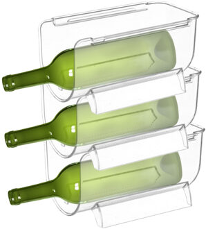 5five Flessenrek koelkast organizer - 3x - stapelbaar - kunststof - wijnrek - 20 x 11 x 11 cm