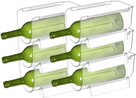 5five Flessenrek koelkast organizer - 6x - stapelbaar - kunststof - wijnrek - 20 x 11 x 11 cm