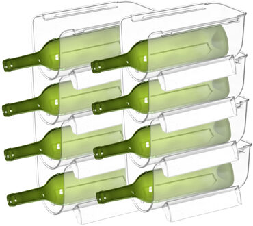 5five Flessenrek koelkast organizer - 8x - stapelbaar - kunststof - wijnrek - 20 x 11 x 11 cm