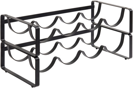 5five Flessenrek - zwart - staal - 42 x 20 x 10 cm - 4 flessen - stapelbaar
