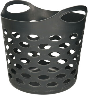 5five Flexibele wasmand/opbergmand - rond - donkergrijs - 28 liter - D40.5 x H38 cm