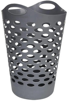 5five Flexibele wasmand/opbergmand - rond - grijs - 60 liter - D41 x H66 cm