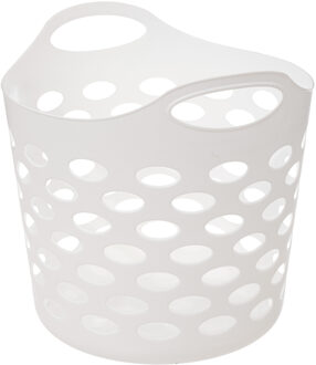 5five Flexibele wasmand/opbergmand - rond - wit - 28 liter - D40.5 x H38 cm