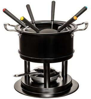 5five Fondueset - 6 personen - zwart - chocoladefondue - kaasfondue - D19 cm
