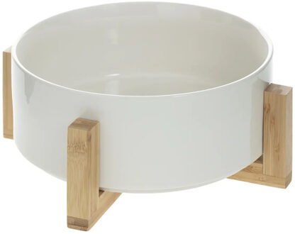 5five Fruit / Salade / Broodjes schaal - keramiek/bamboe - D23 x H11 cm - wit - Voedsel serveer schaal