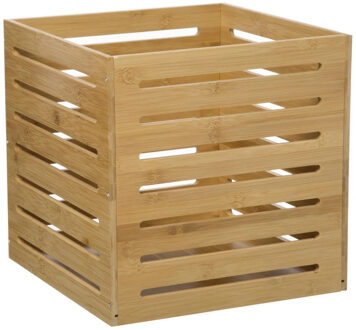 5five Fruitkisten opslagbox - open structuur - lichtbruin - hout - L31 x B31 x H31 cm - Opbergkisten